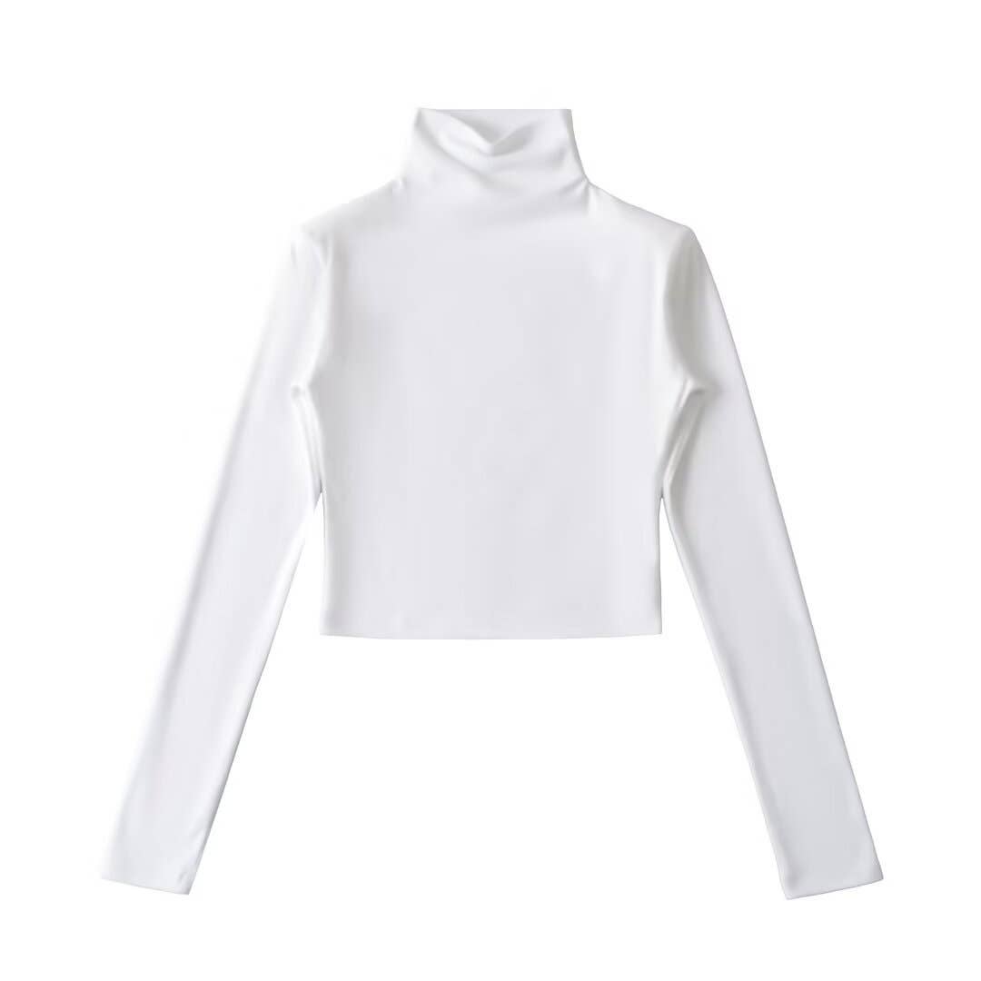CASUAL SHOULDER PAD SHORT VELVET TURTLENECK BASE