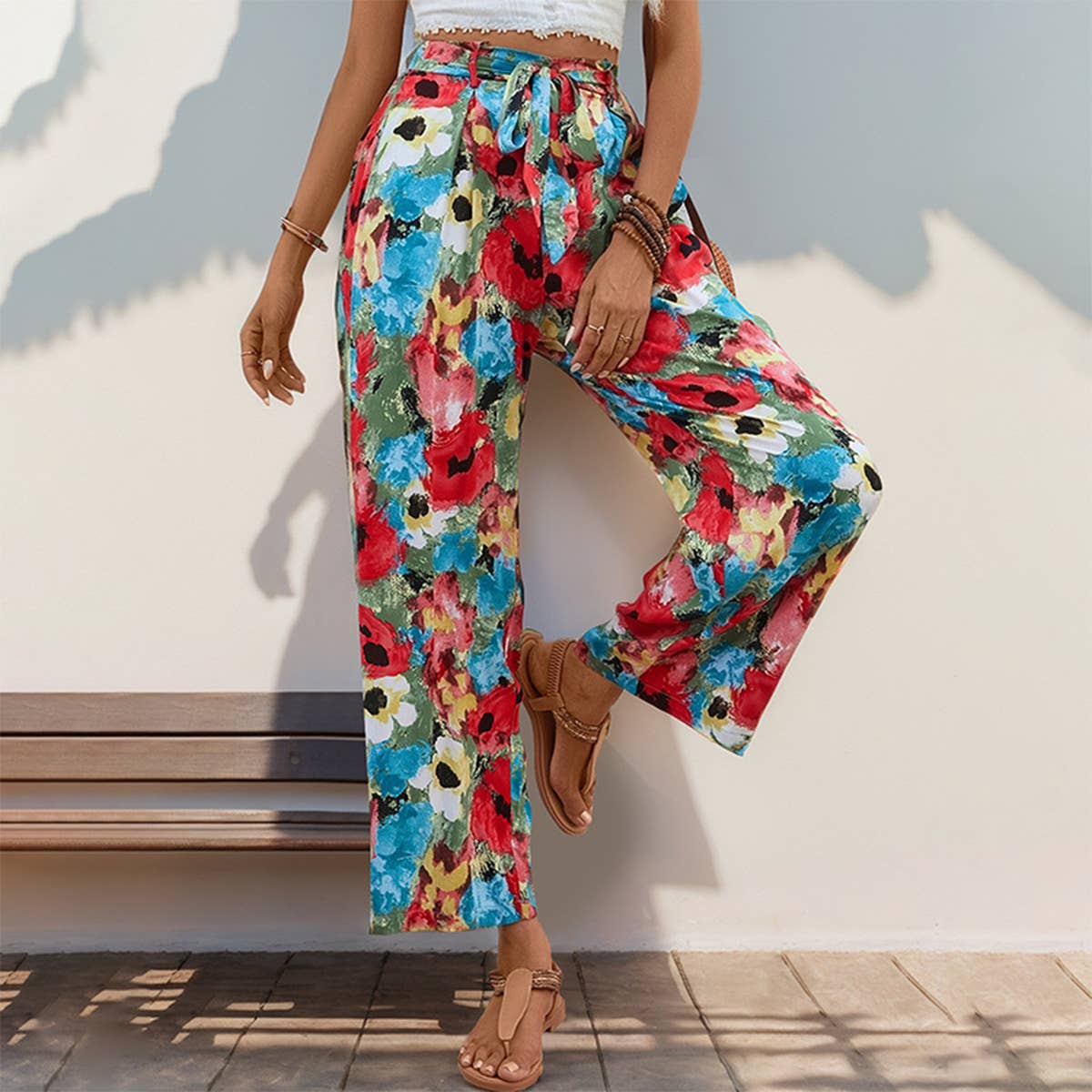 BOHO CHIC FAKE STRAIGHT-LEG PANTS