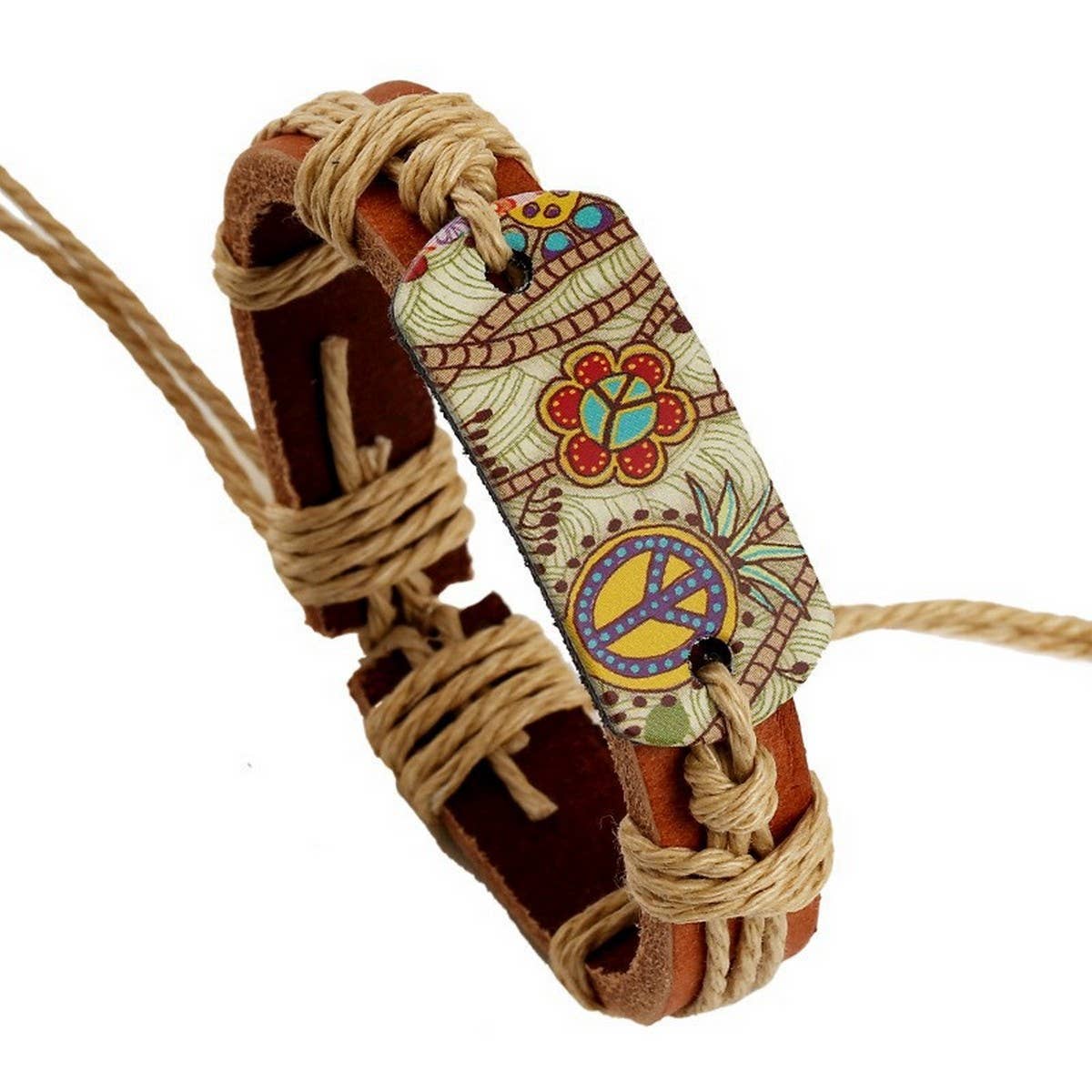 VINTAGE STYLE HEMP ROPE BRAIDED LEATHER BRACELET