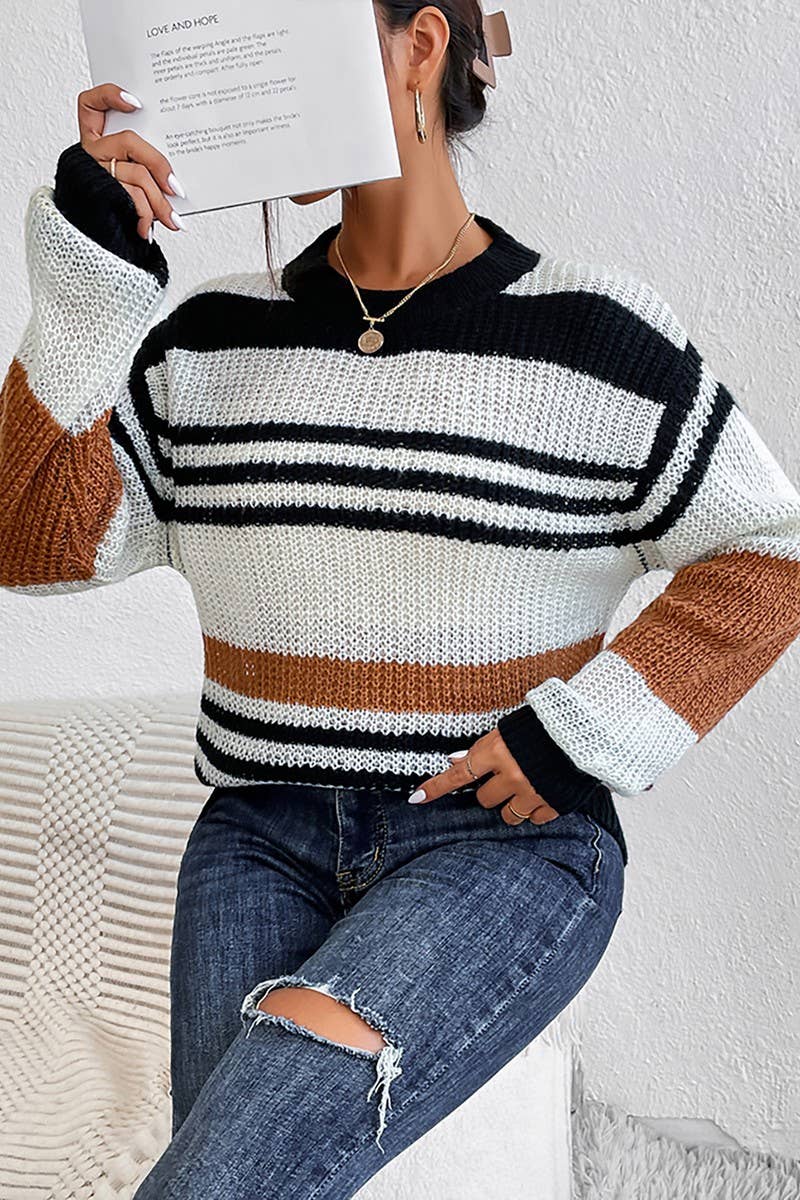 CWOSWL1574_Round Neck Long Sleeve Pullover Sweater
