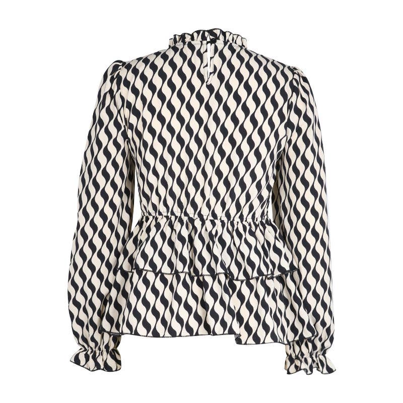 CREW-NECK STRIPED TRUMPET SLEEVE SHIRT