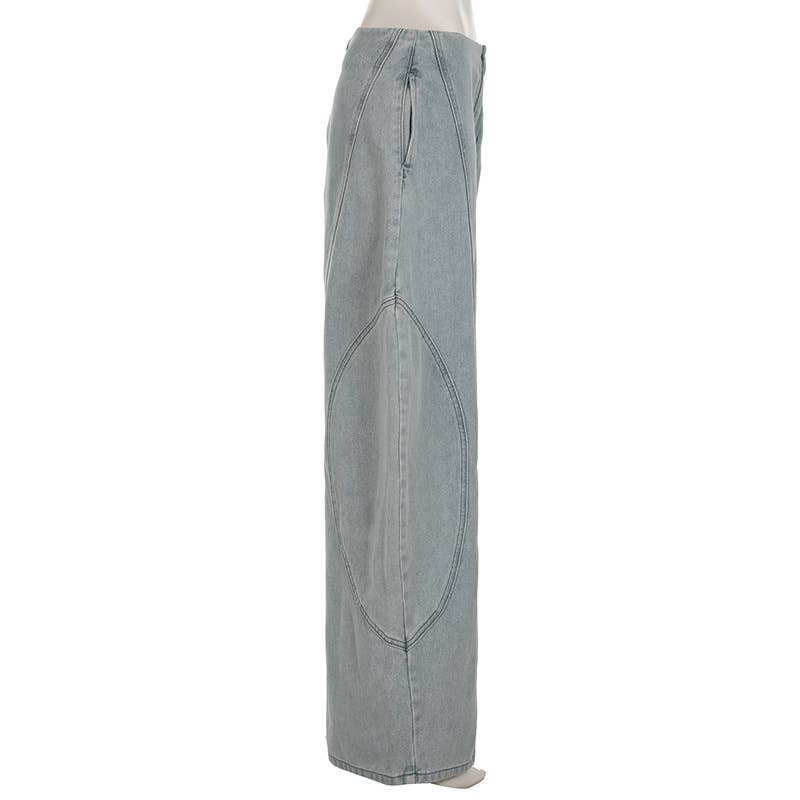 Deconstructed casual loose wide-leg jeans