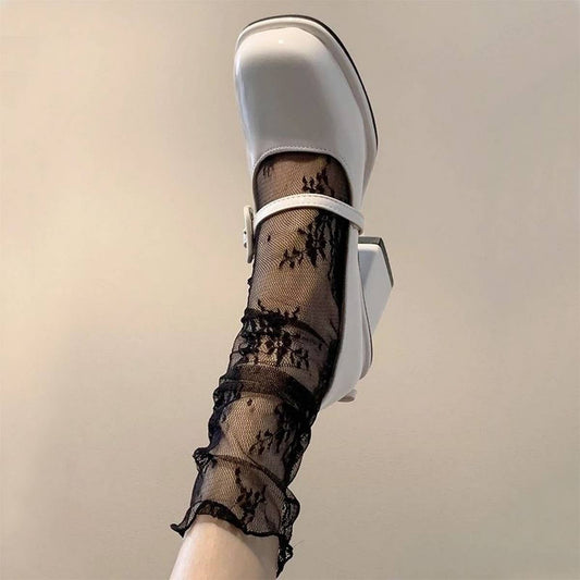 MESH ULTRA THIN MEDIUM LENGTH LACE STOCKINGS