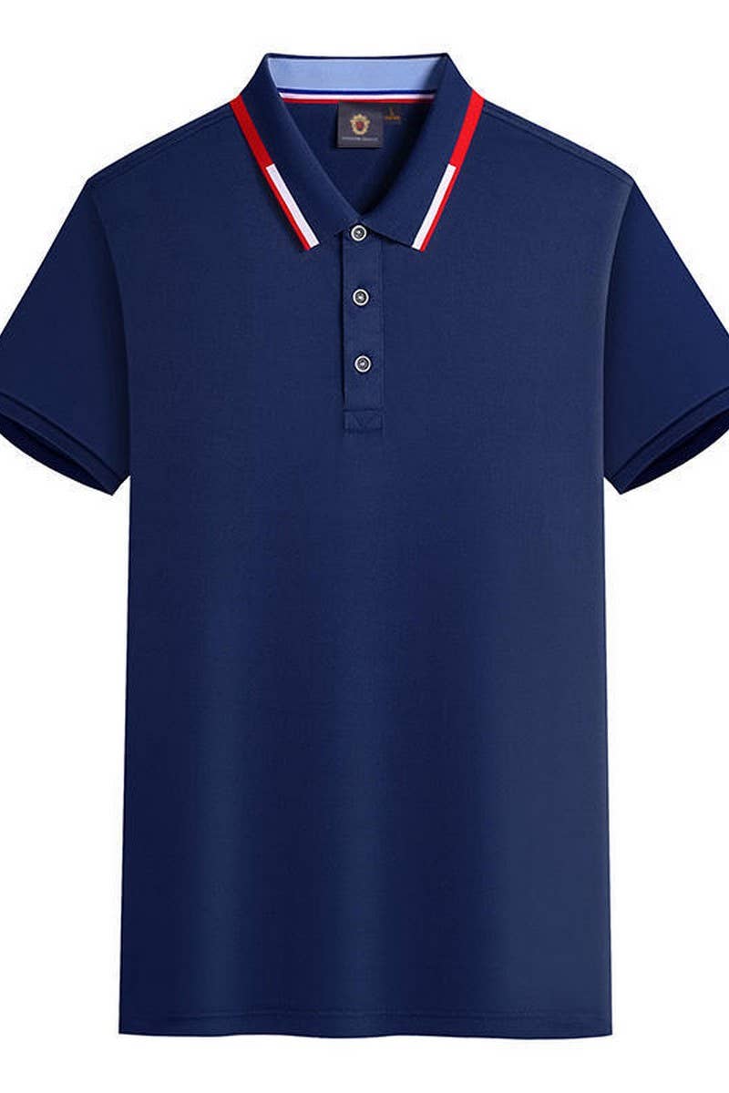 CWTBLS02422_SOLID COLOR COLLAR CONTRAST LAPEL POLO SHIRT