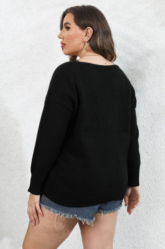 CWOSWL1594_PLUS Size Casual Long Sleeve Pullover Sweater