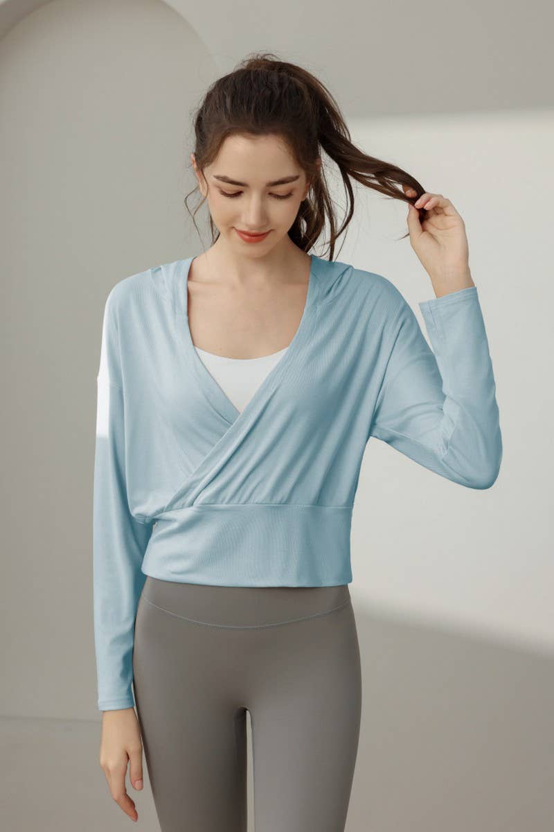 CWTBLL3629_NEW STYLE SPORTS LOOSE YOGA JACKET HOODED TOP