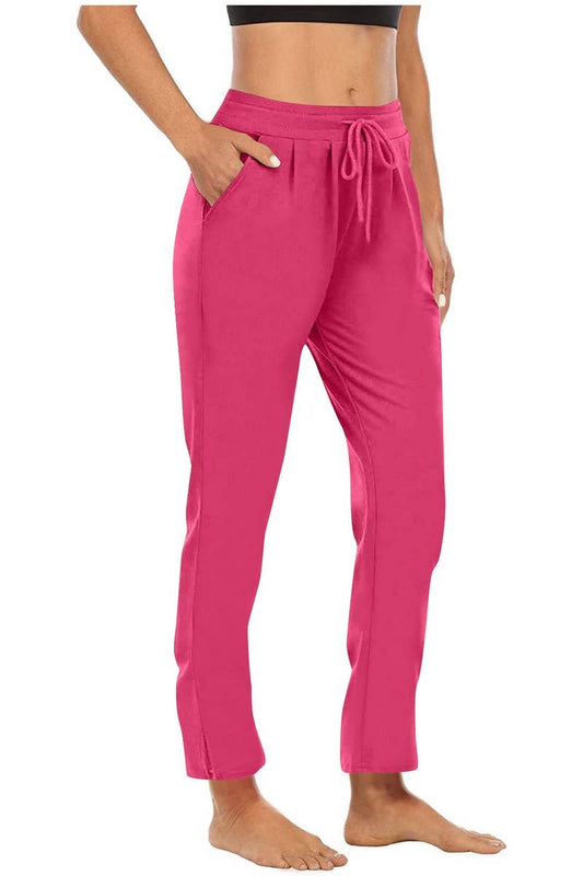 CWBLP2085_HIGH WAIST DRAWSTRING SLIM FIT CASUAL PANTS