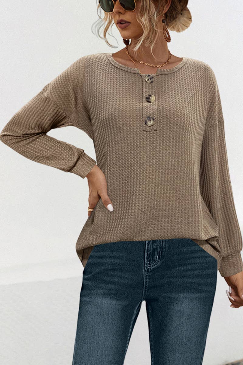 BUTTON-KNIT CASUAL FASHION CREW-NECK HOODIE