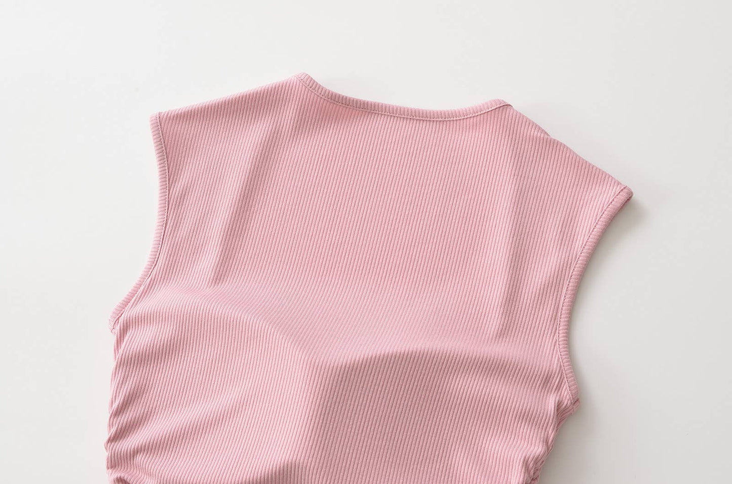 DOUBLE SQUARE NECK TIGHT PLEATED TOP