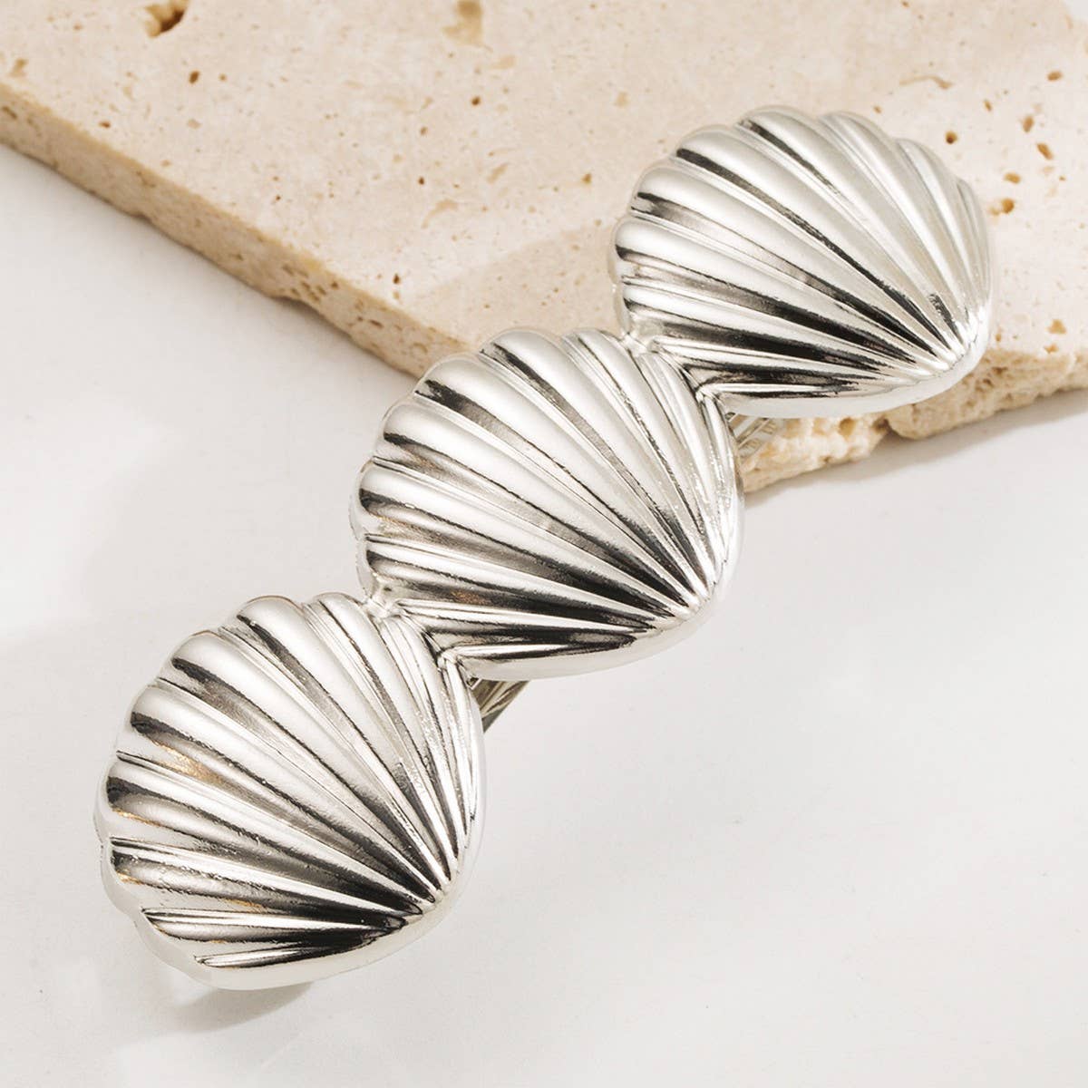 Minimalist Metal Heart Leaf Shell Ponytail Clip