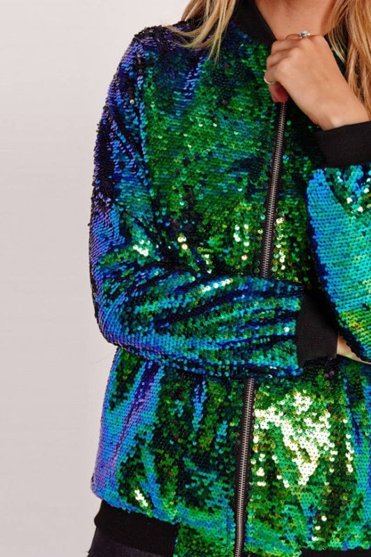 CWOCO1126_SEQUINED LOOSE BEADED BASEBALL COAT
