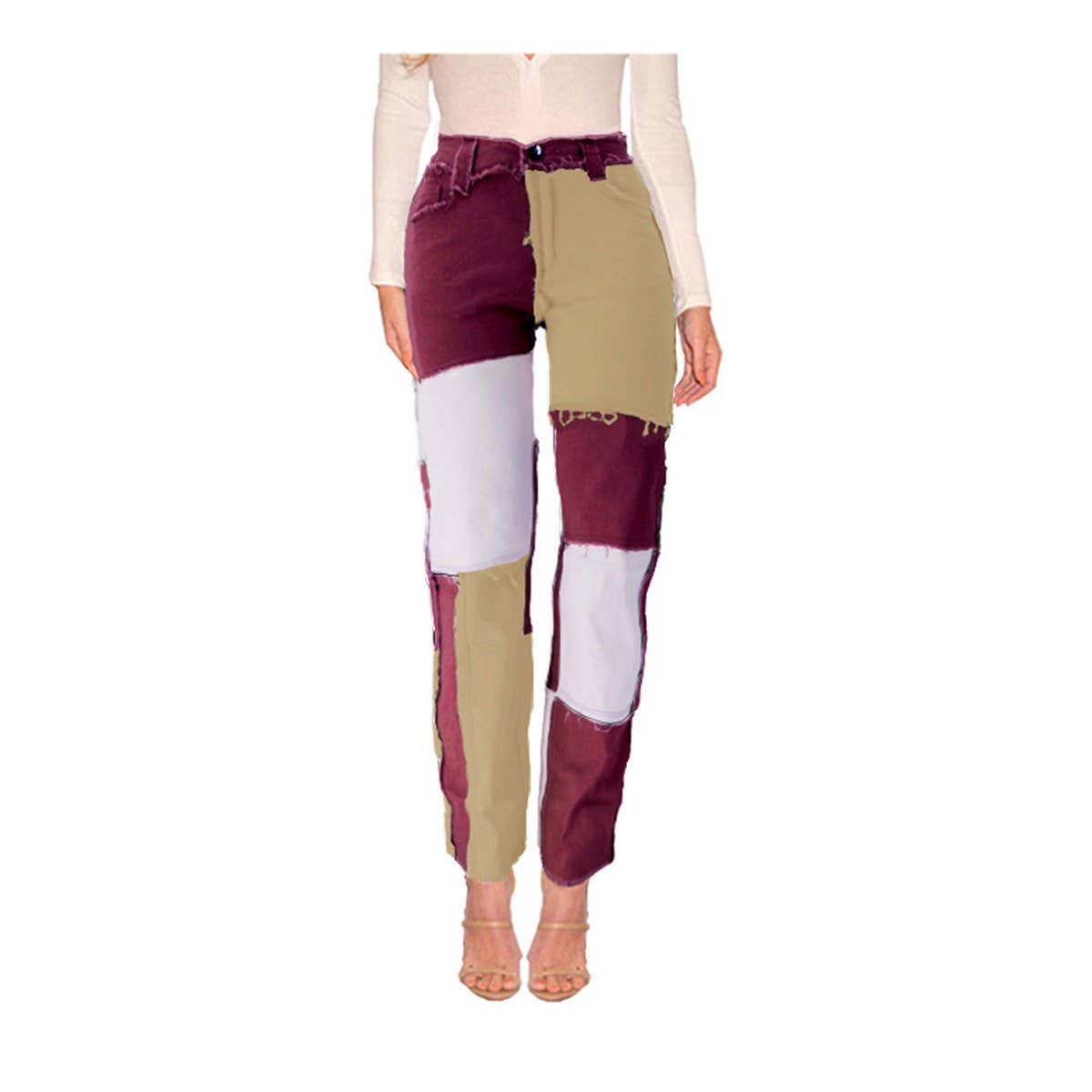 WOMENS DENIM PATCHWORK JEANS_CWJP0165