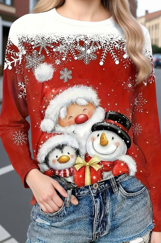 CWOSWL07611_SNOWMAN CHRISTMAS LONG SLEEVE KNIT TEE