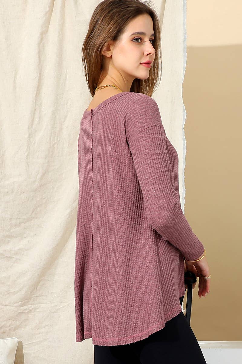CWTTL975_LONG SLEEVE ROUND NECK WIDE HEM TUNIC TOP