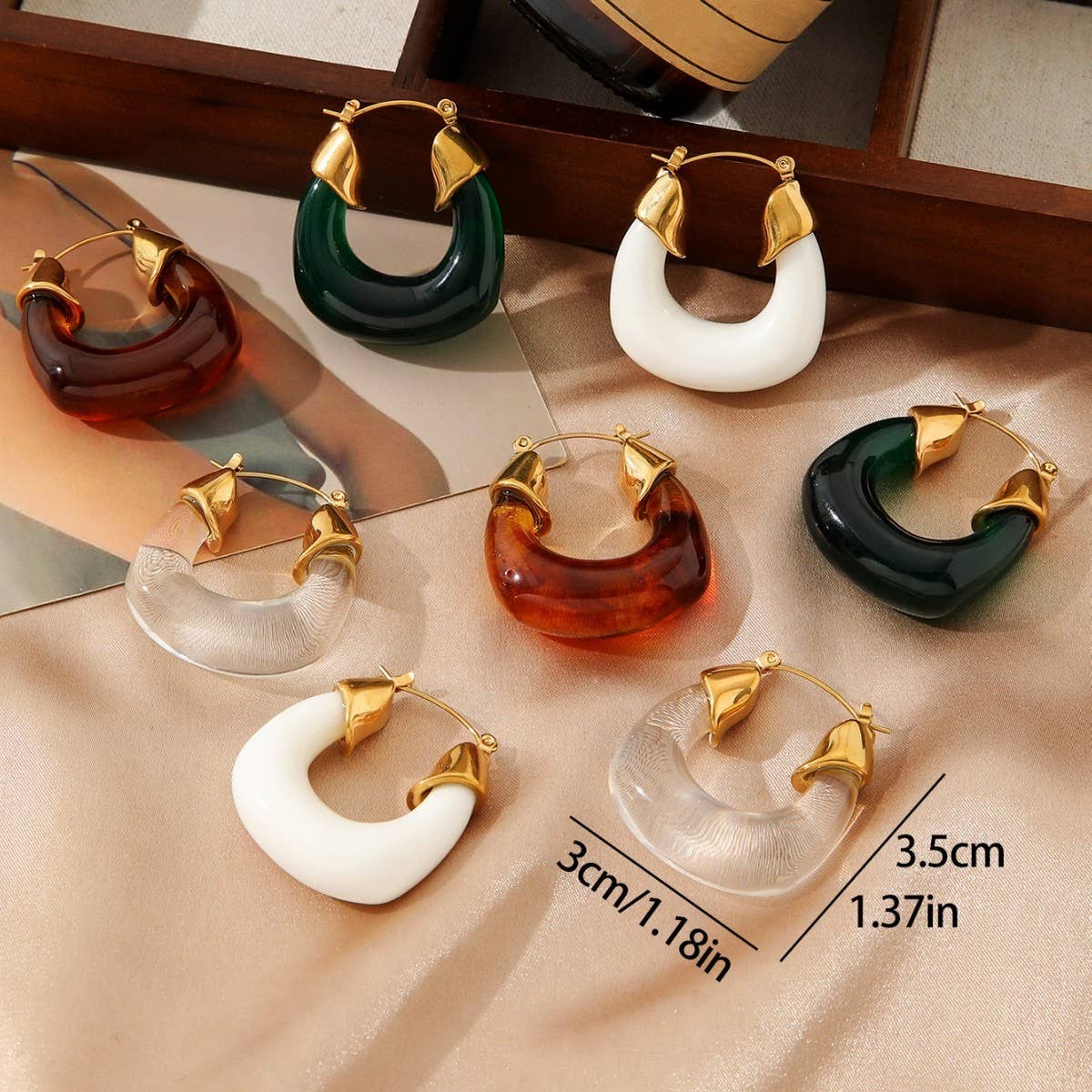 RETRO STYLE STAINLESS STEEL GOLD-PLATED EARRINGS