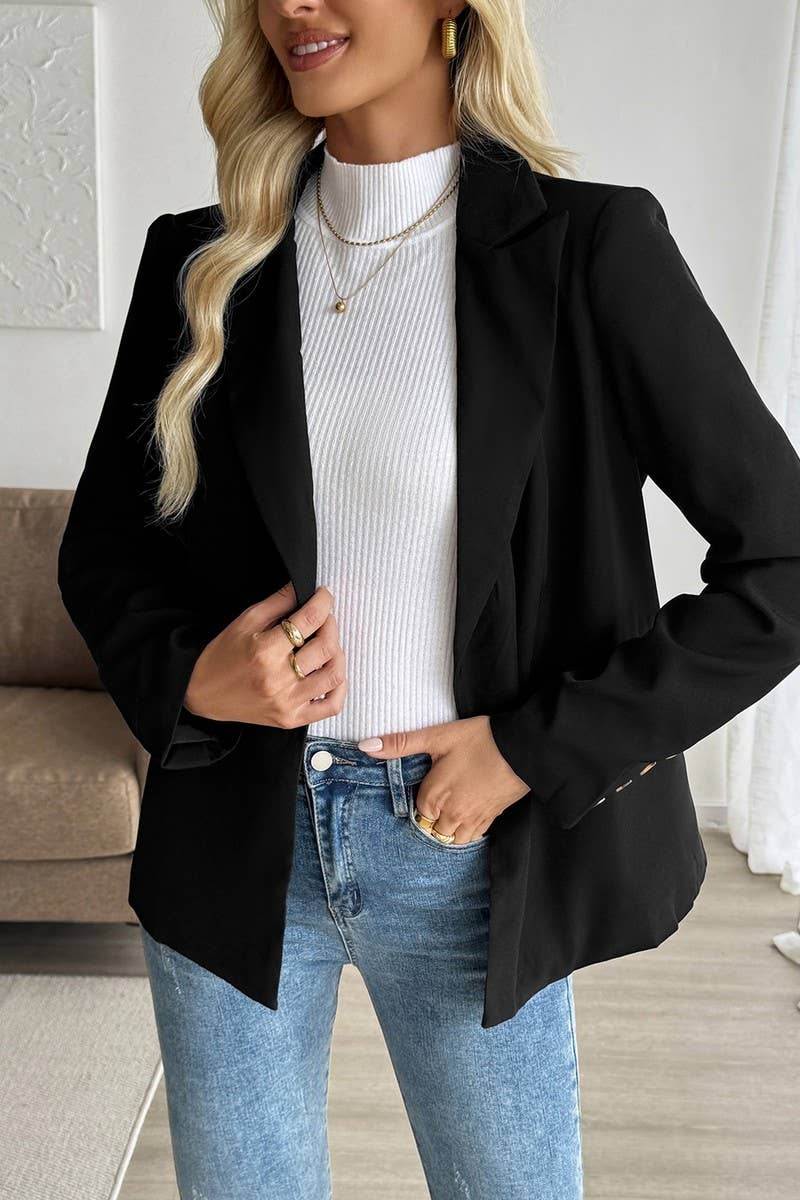 CWTTT0087_CASUAL COMMUTER SUIT COLLAR BLACK SUIT JACKET