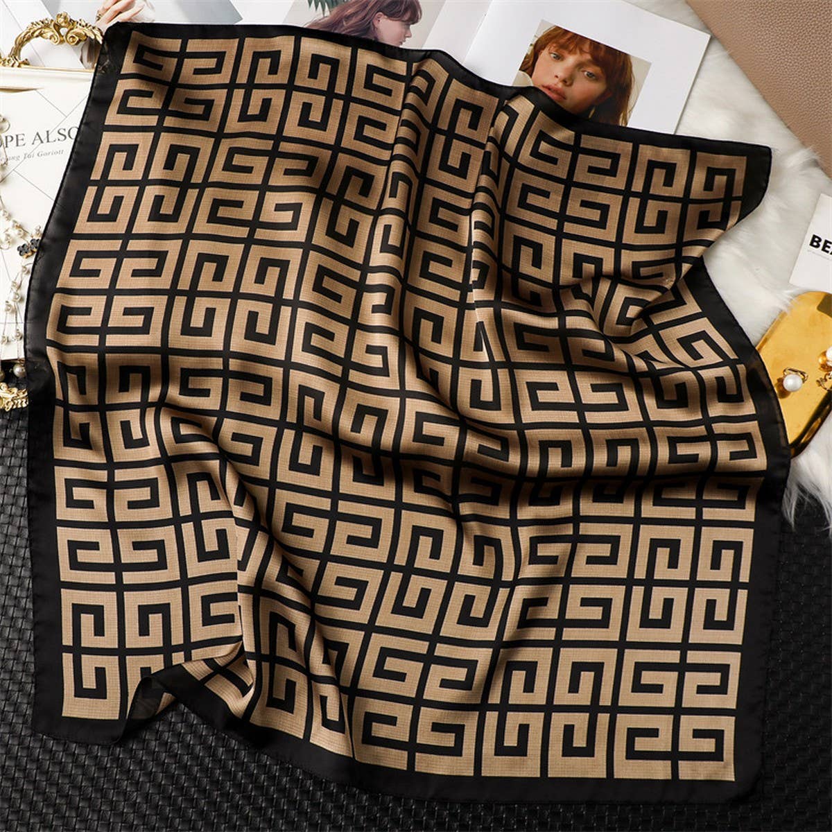 Luxury Small Silk Scarf,Versatile Shawl