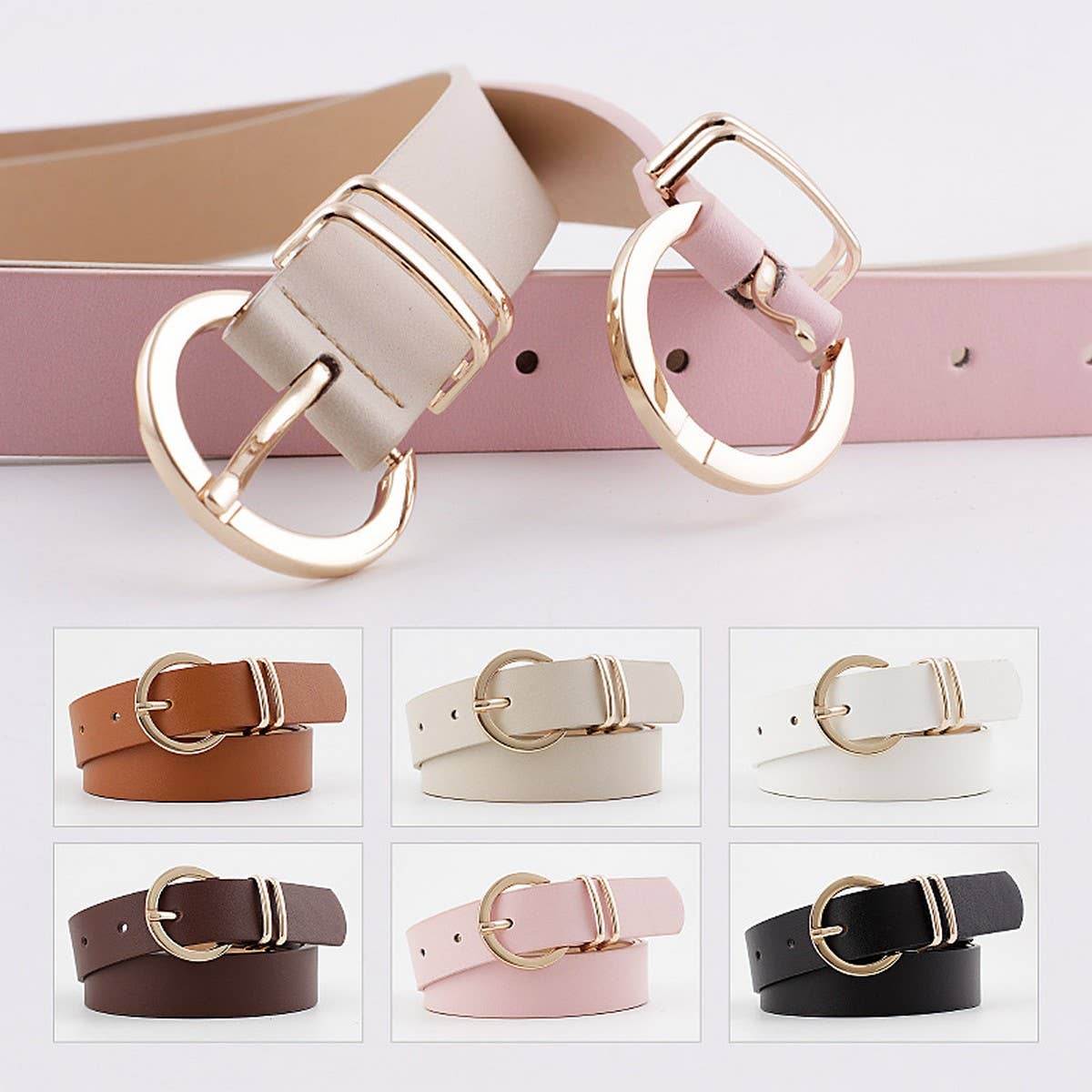 RING HOLE PIN BUCKLE DECORATIVE AMERICAN BELT