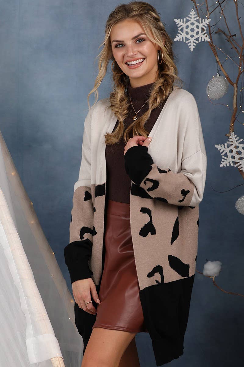 CWOCAL173_LONG SLEEVE ABSTRACT COLOR BLOCK CARDIGAN