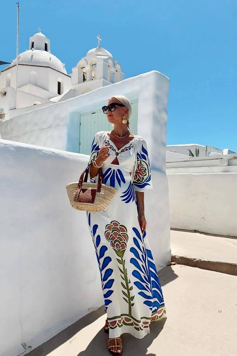 CWDMD6477_BACKLESS FLORAL BELTED VACATION MAXI DRESS