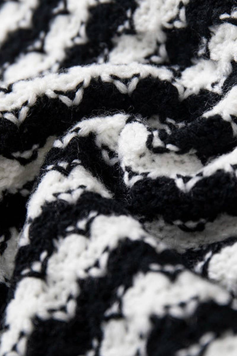 CWOV0488_STRIPED KNITTED CARDIGAN SWEATER VEST