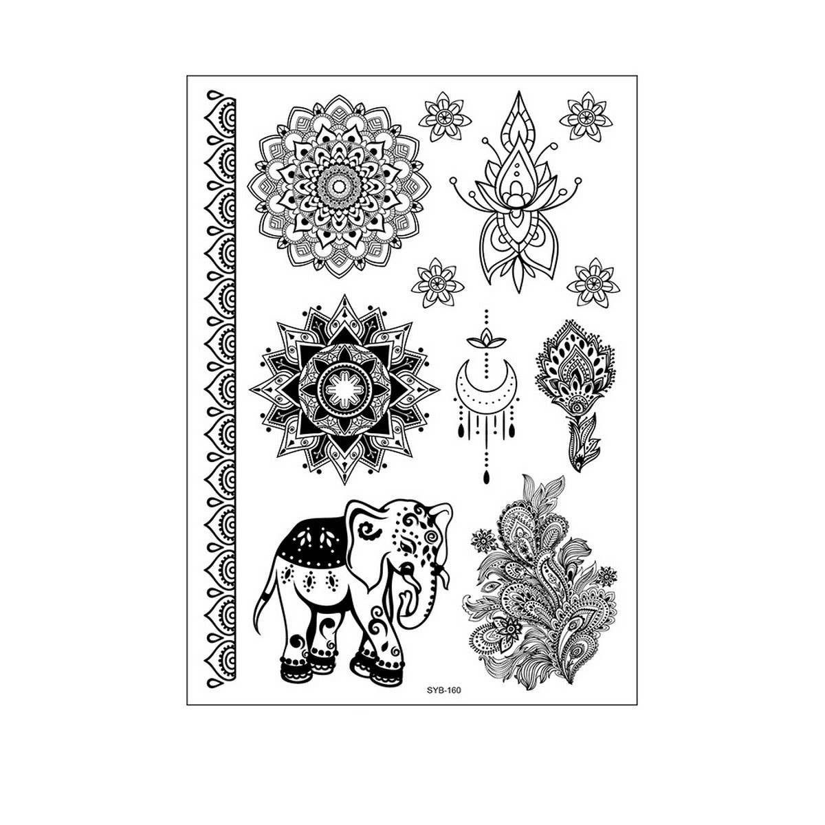 Bridal Mandala Tattoo Stickers Elegant Design_CWMM8356