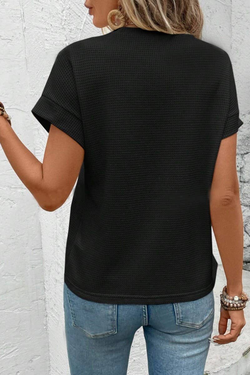 CWTTS1499_SOLID COLOR ROUND NECK COMFORTABLE CASUAL TEE