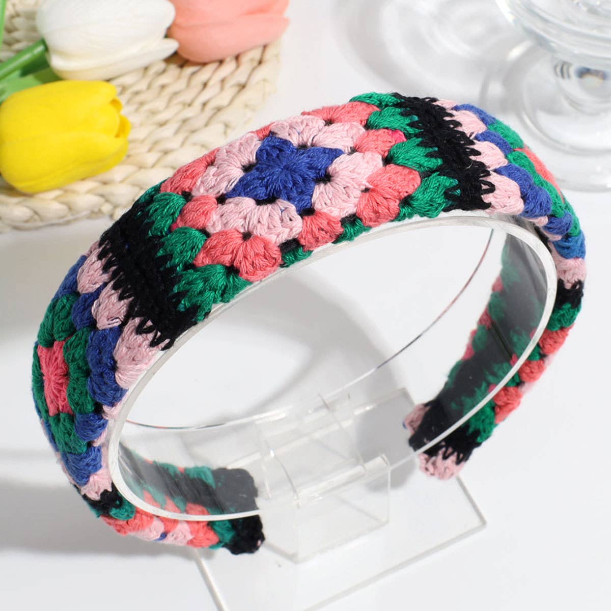 KNITTED COLOR MATCHING SWEET WIDE BRIM HEADBAND