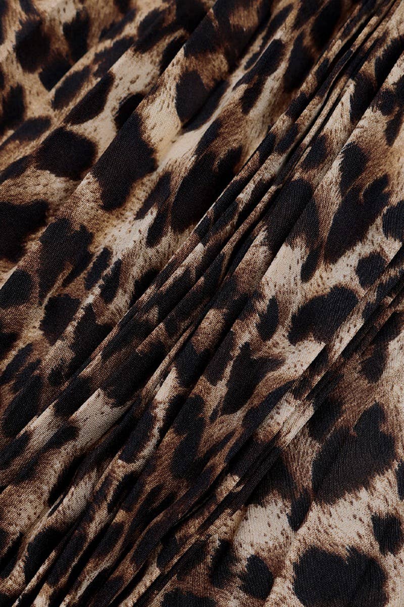 CWBLS0290_ELEGANT LEOPARD PRINT PLEATED BOTTOM SKIRT