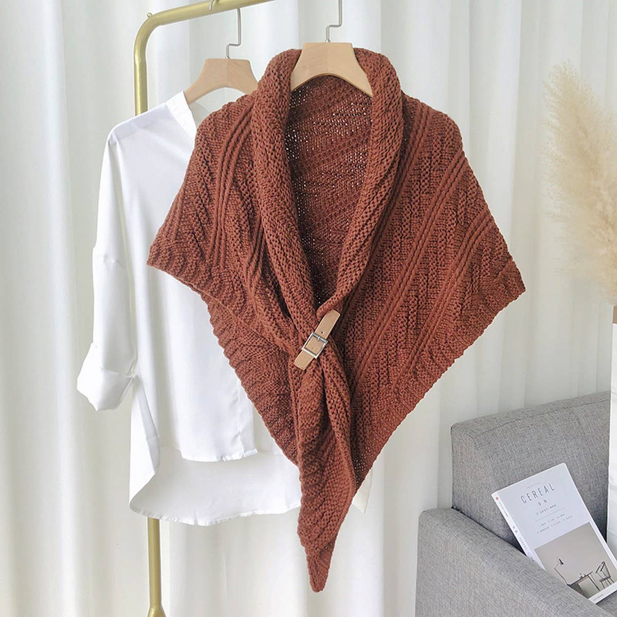 NEW LEATHER BUCKLE SHAWL TRIANGLE CLOAK