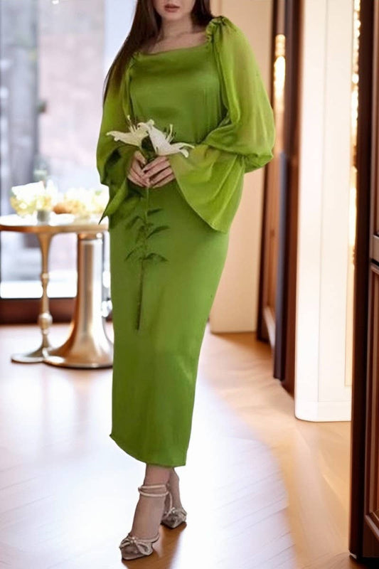 CWDMD01219_FOREST-STYLE FLOWING LONG-SLEEVED CHIFFON DRESS
