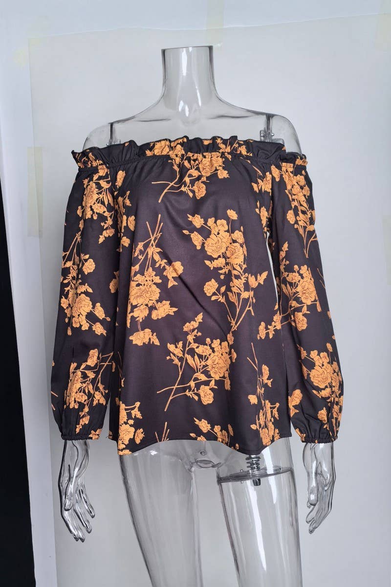 CWTSTL01041_2025 WOMEN OFF SHOULDER FLORAL PRINT BLOUSE TOP