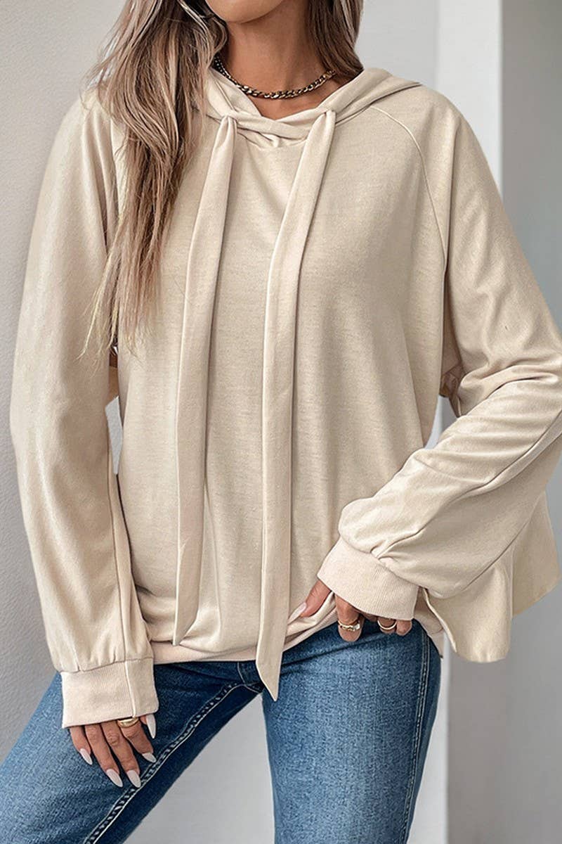 CWOHOL1100_SPRING AND AUTUMN DRAWSTRING HOODED SWEATSHIRT