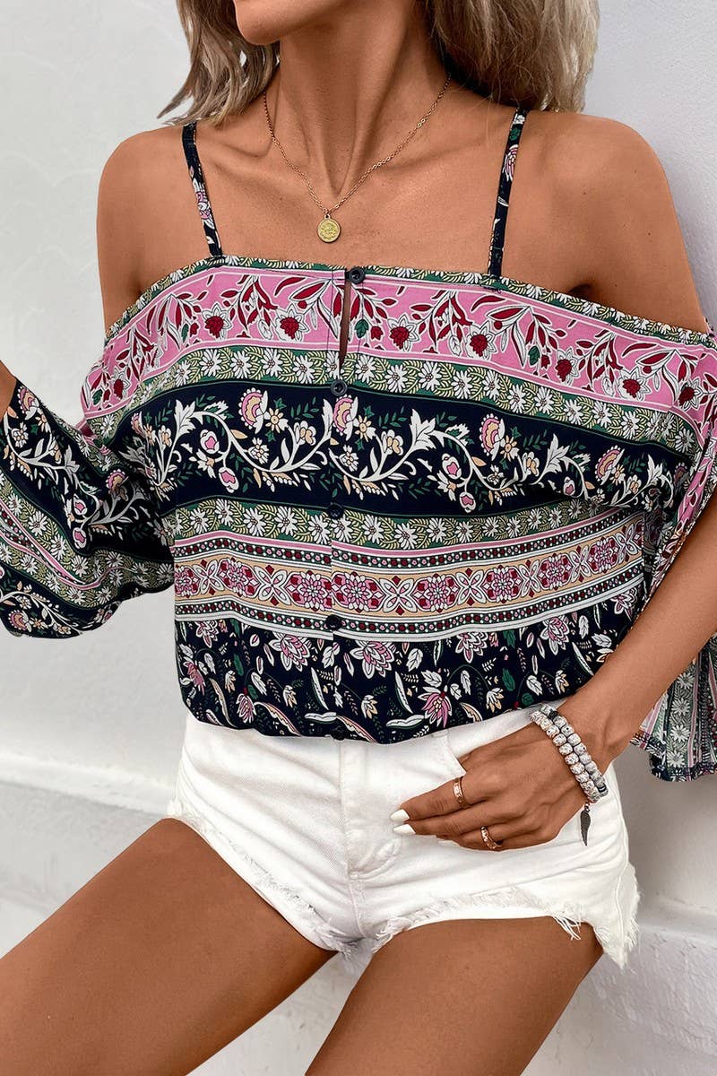 CWTBLSL0588_BAT-SLEEVE ETHNIC PRINT CAMISOLE TOP