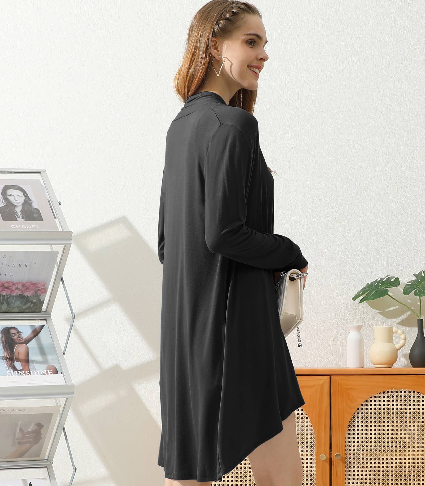 AWTL074_Long Sleeve Casual Open Front Long Cardigan