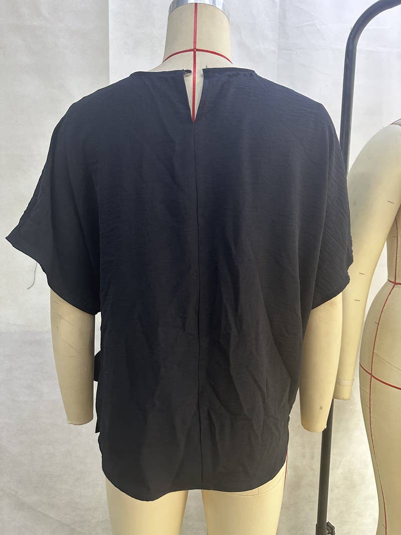 BATWING SLEEVED HEM KNOT LOOSE BLOUSE
