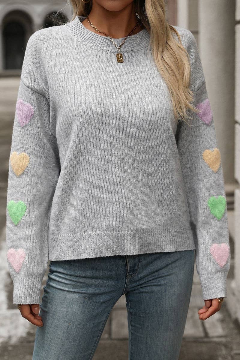 CWOSWL6515_KNITTED LOVE PATCHWORK LONG-SLEEVED SWEATER