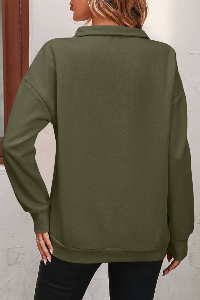 CWTBLL2734_ZIPPER STAND-UP COLLAR LONG-SLEEVED HOODIE