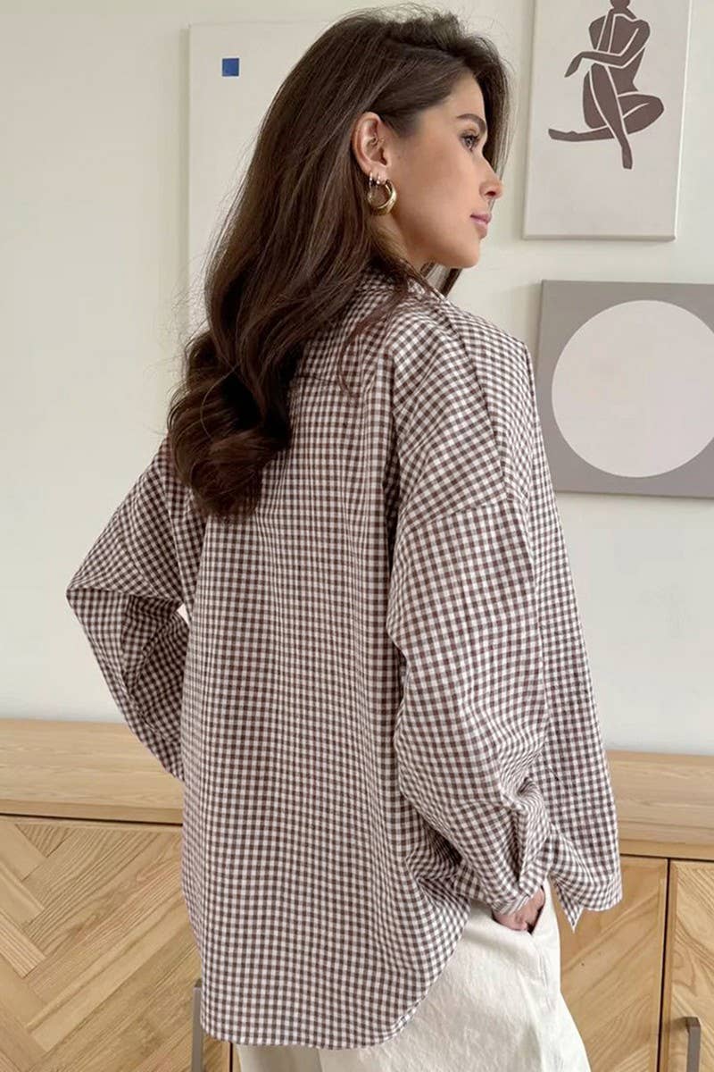 CWTSTL00912_COTTON PLAID LOOSE LONG-SLEEVED SHIRT JACKET