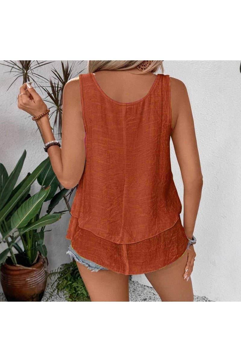 CWTHT00015_2025 WOMEN LAYERED RUFFLE TANK TOP SLEEVELESS CAM