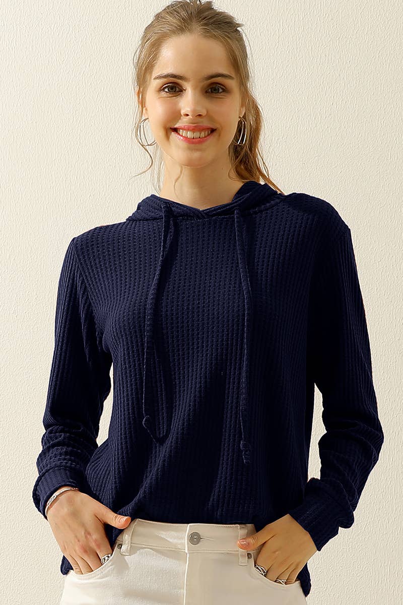 CWOHOL444-P_ PLUS SIZED HOODED WAFFLE KNIT SWEATER TOP