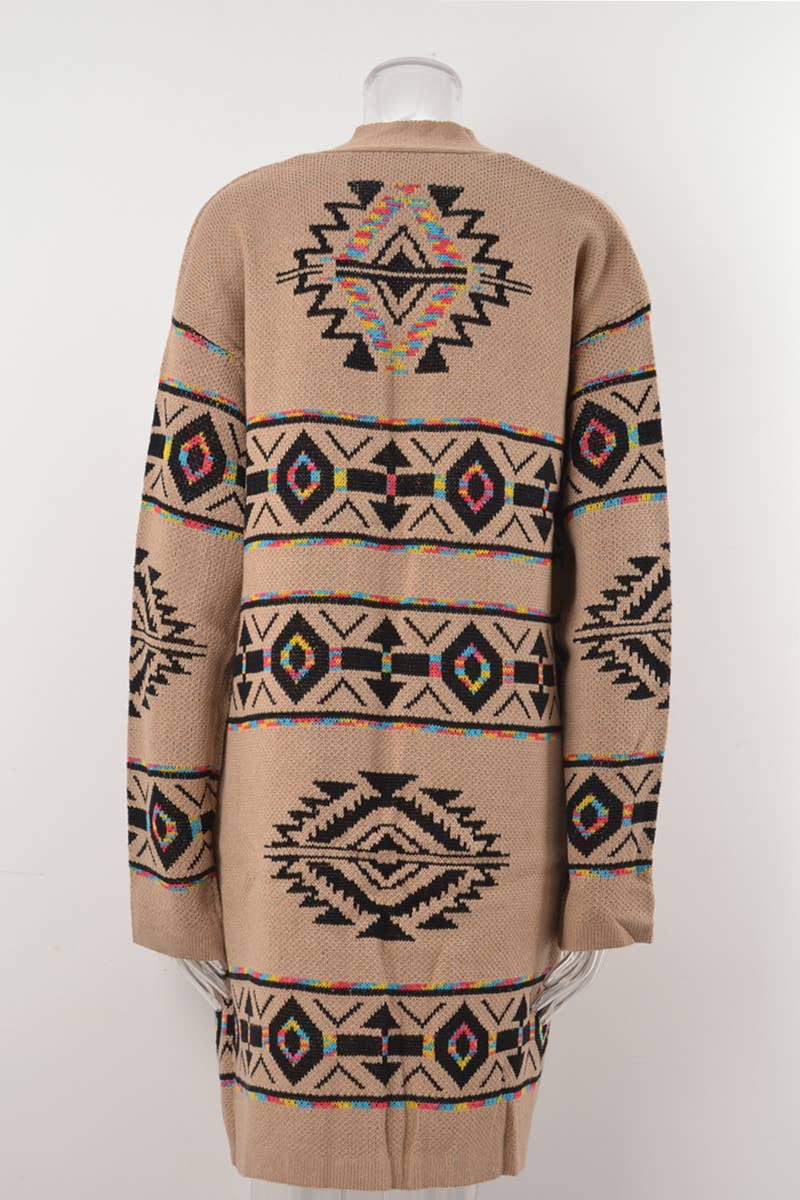 DIAMOND VINTAGE JACQUARD PLUS SIZE SWEATER COAT