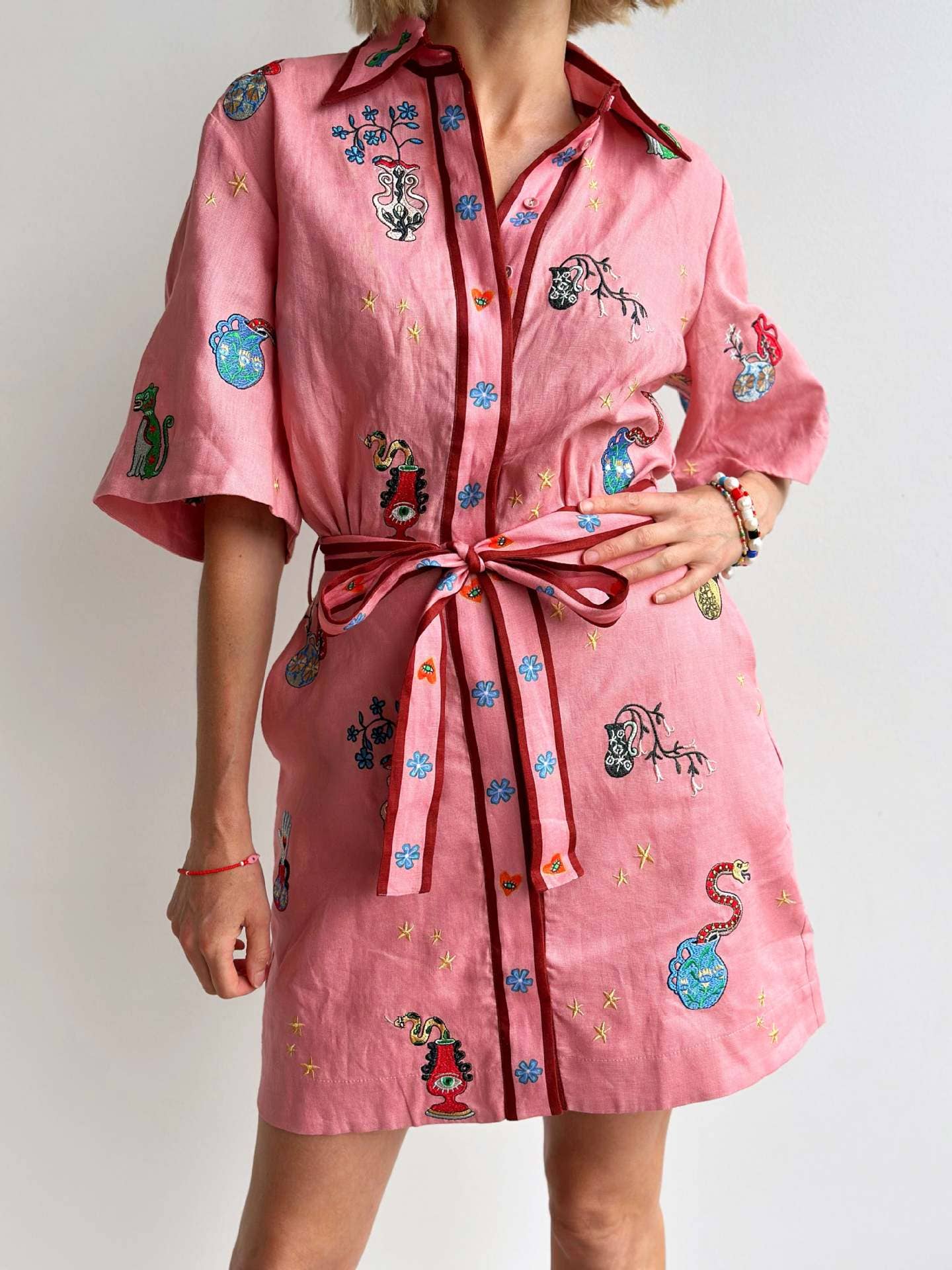 Casual fashion linen temperament shirt dress