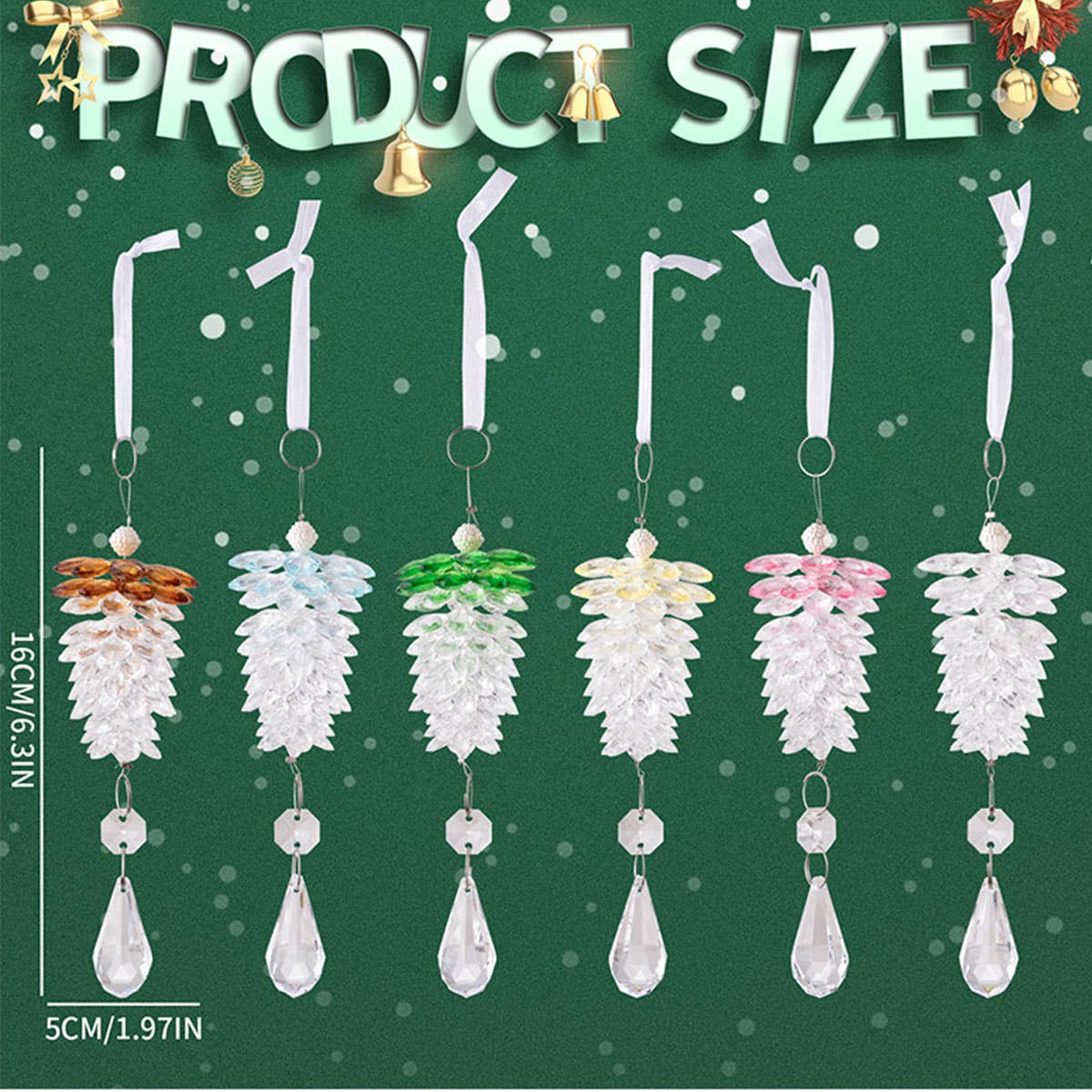 CWMM10170_ACRYLIC PINECONE CRYSTAL CHRISTMAS ORNAMENTS