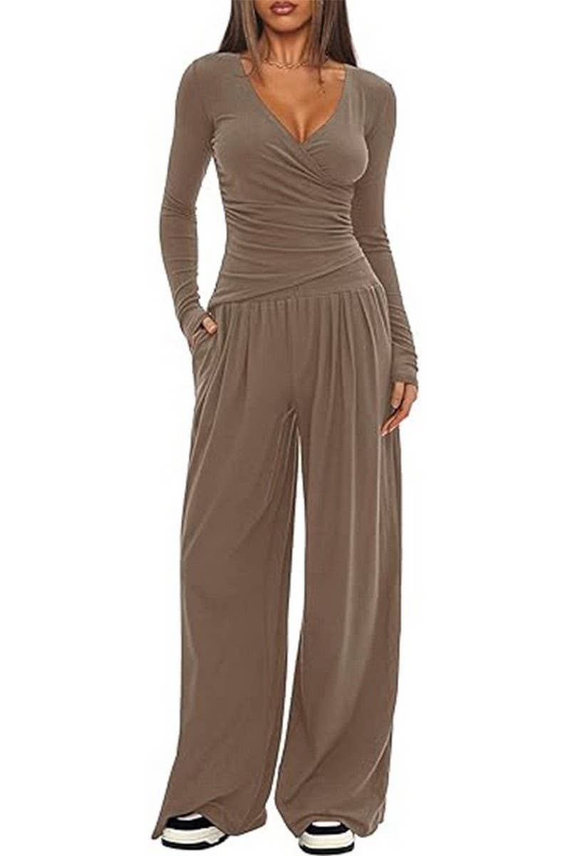 CWSTB00457_SOLID LONG SLEEVE TOP & WIDE LEG PANTS SET