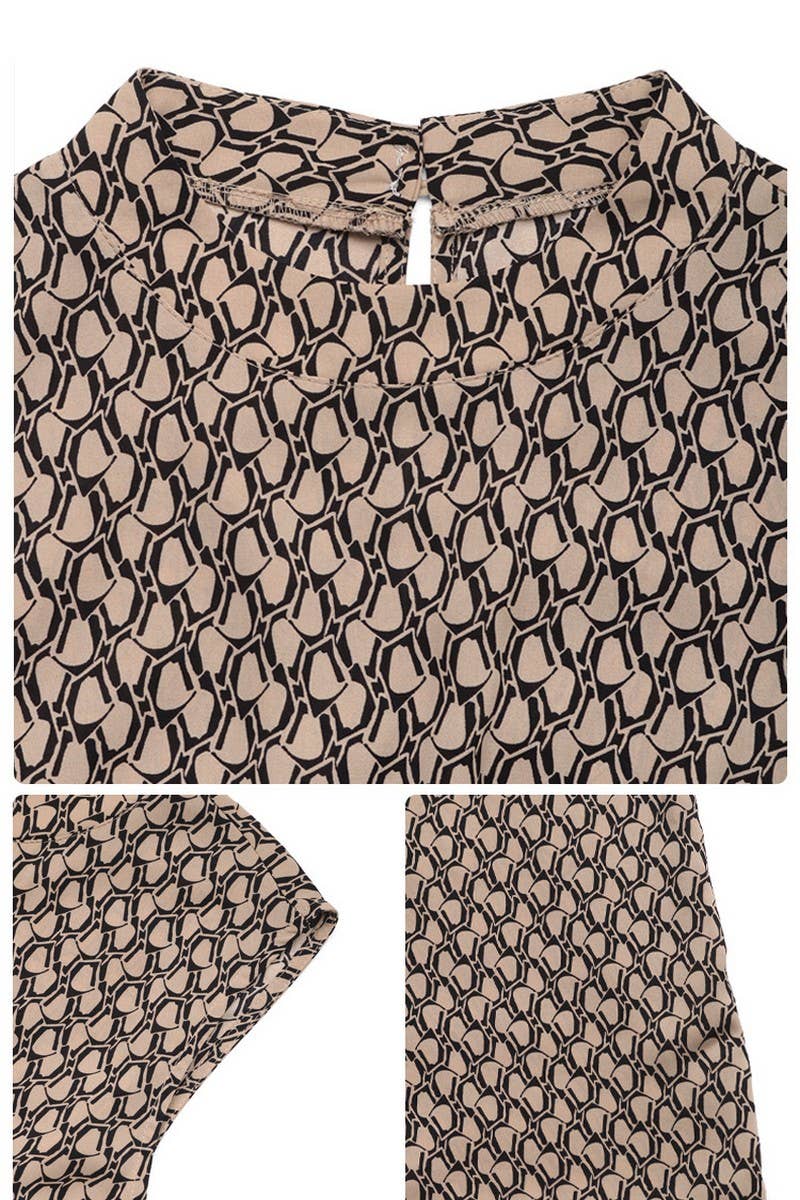 CWSJS1551_SUMMER GEOMETRIC PRINT SLEEVELESS TIE JUMPSUIT