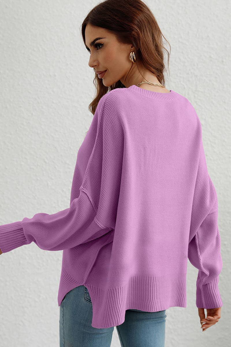CWOSWL610 Oversized Long Sleeve Crew Neck Pullover Sweater