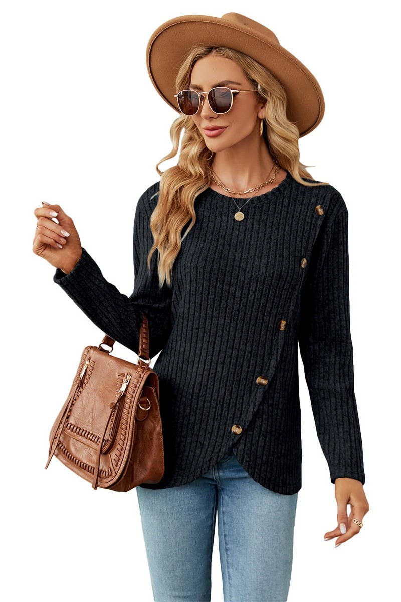 CWTBLL1114_LONG SLEEVE ROUND NECK TULIP HEM BOTTOMING SHIRT