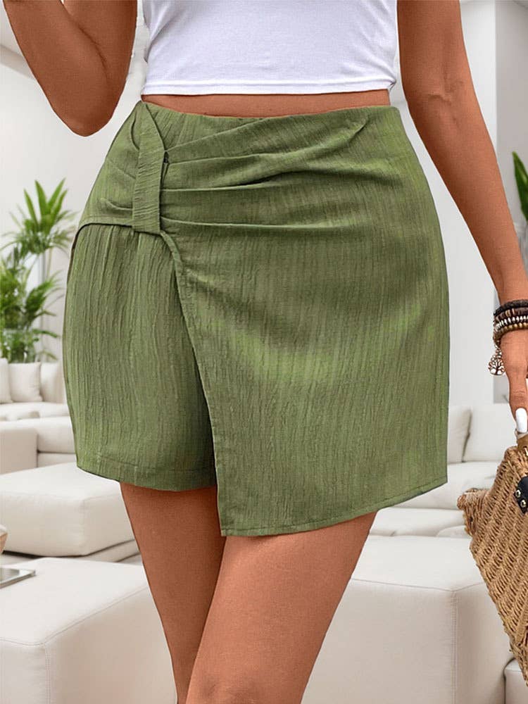 Cross pleated high waist design texture culottes