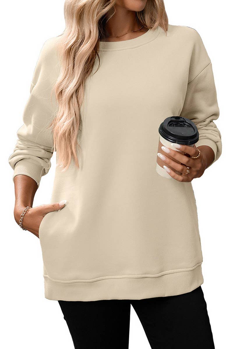 CWTBLL00831_SOLID COLOR CREWNECK PULLOVER SWEATSHIRT